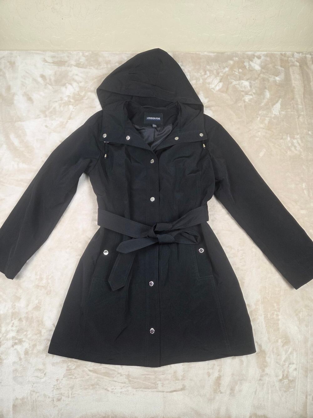 London Fog hooded trench coat size S